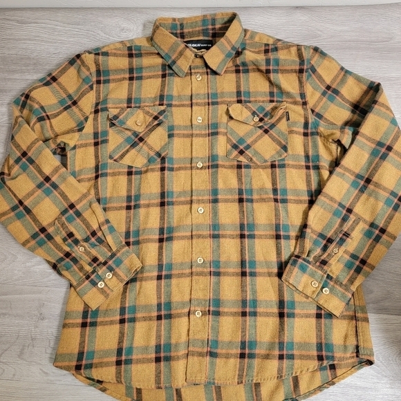Molokai Surf Co. Orange Teal Black Plaid Shirt Button XL Long Sleeve - Picture 12 of 12